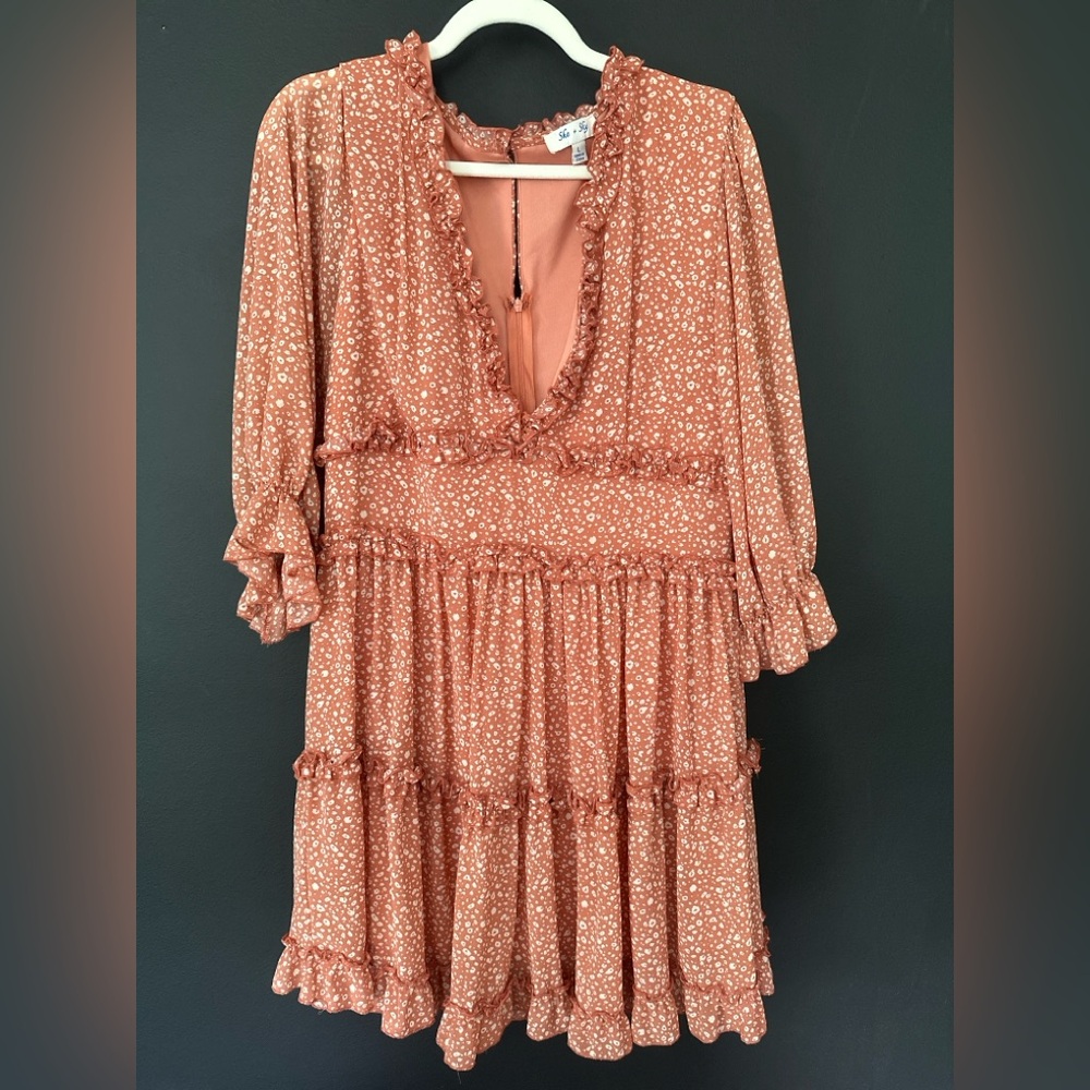 She + Sky Terracotta Ruffled Tiered Sundress